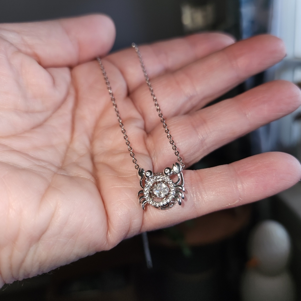 18k White Gold PlatedCrab Pendant Necklace